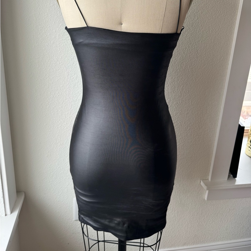 NWOT Black Leather Mini Dress FashionNova - Picture 2 of 3